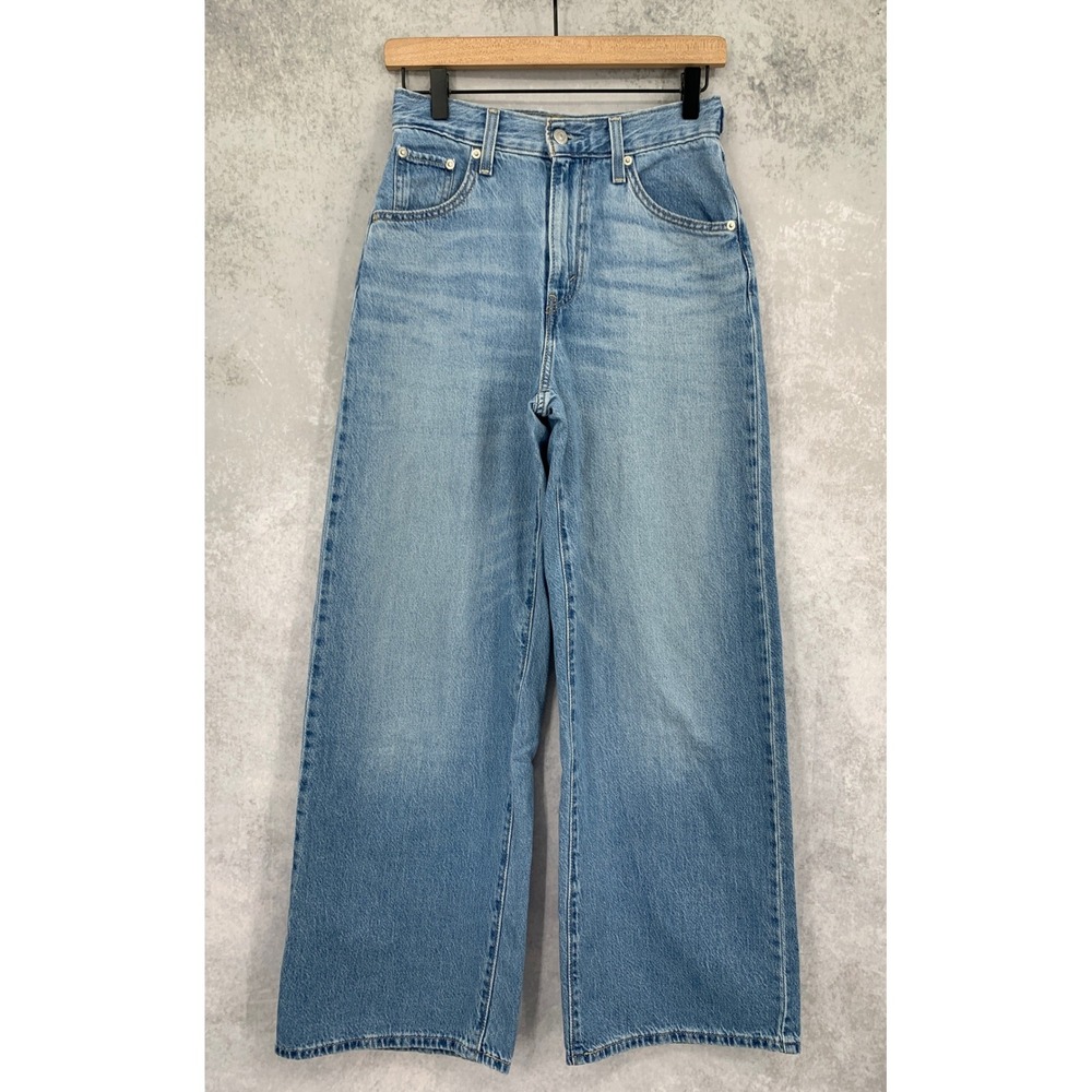 Levis Cinch Baggy Jeans Women 25 Blue Wide Leg Light Wash Cotton Denim Pants